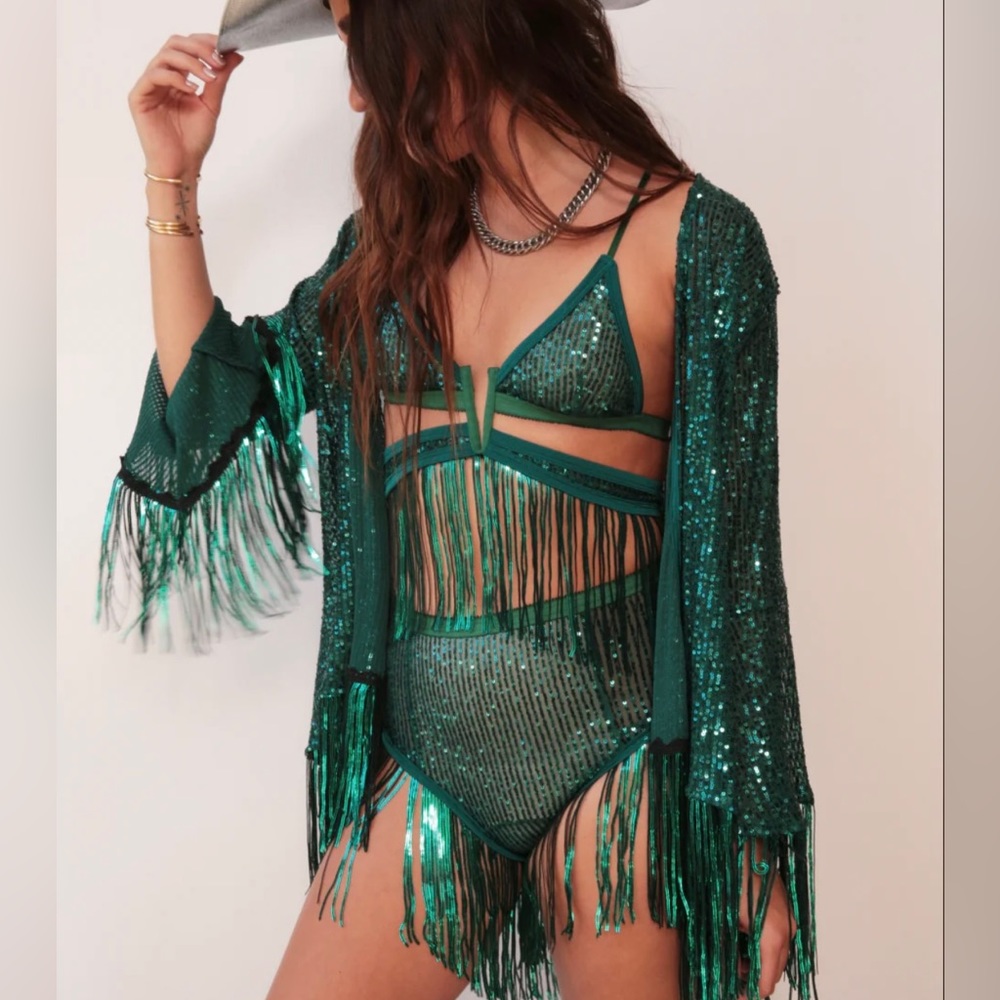 EastNWest Bra and Bottoms in Solid Sequin.